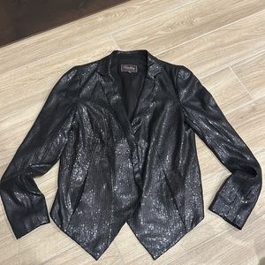Beautiful sequin blazer jacket by Buckley tailors size 0 XS Black party blazer